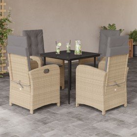Set comedor de jardín 5 pzas con cojines ratán sintético beige en Conjuntos de jardín | Comprar online en Foru.es