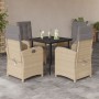 Set comedor de jardín 5 pzas con cojines ratán sintético beige en Conjuntos de jardín | Comprar online en Foru.es