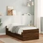 Brown oak bed frame with drawers 100x200 cm by , Beds and slatted bases - Ref: Foro24-3207342, Price: 172,50 €, Discount: %
