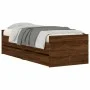 Brown oak bed frame with drawers 100x200 cm by , Beds and slatted bases - Ref: Foro24-3207342, Price: 172,50 €, Discount: %