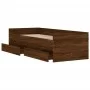 Brown oak bed frame with drawers 100x200 cm by , Beds and slatted bases - Ref: Foro24-3207342, Price: 172,50 €, Discount: %