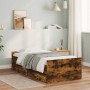 Estructura de cama con cajones roble ahumado 90x200 cm de , Camas y somieres - Ref: Foro24-3207375, Precio: 164,40 €, Descuen...