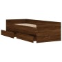 Estructura de cama con cajones roble marrón 90x200 cm de , Camas y somieres - Ref: Foro24-3207349, Precio: 195,74 €, Descuent...