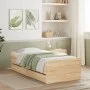 Estructura de cama con cajones roble Sonoma 90x190 cm de , Camas y somieres - Ref: Foro24-3207380, Precio: 149,06 €, Descuent...