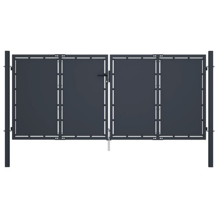 Puerta de jardín de acero gris antracita 300x125 cm de vidaXL, Puertas de jardín - Ref: Foro24-144525, Precio: 556,47 €, Desc...