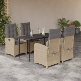 Set comedor de jardín 5 pzas con cojines ratán sintético beige en Conjuntos de jardín | Comprar online en Foru.es