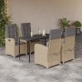Set comedor de jardín 5 pzas con cojines ratán sintético beige en Conjuntos de jardín | Comprar online en Foru.es