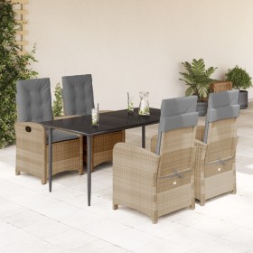Set comedor de jardín 5 pzas con cojines ratán sintético beige en Conjuntos de jardín | Comprar online en Foru.es