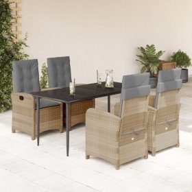 Set comedor de jardín 5 pzas con cojines ratán sintético beige en Conjuntos de jardín | Comprar online en Foru.es