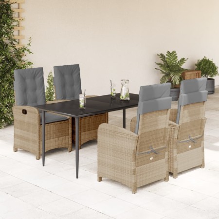 Set comedor de jardín 5 pzas con cojines ratán sintético beige en Conjuntos de jardín | Comprar online en Foru.es