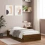 Cama con cajones madera de ingeniería marrón roble 100x200 cm de , Camas y somieres - Ref: Foro24-3207293, Precio: 136,29 €, ...