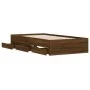 Cama con cajones madera de ingeniería marrón roble 100x200 cm de , Camas y somieres - Ref: Foro24-3207293, Precio: 136,29 €, ...