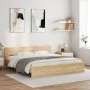 Sonoma oak bed frame with headboard 160x200 cm by , Beds and slatted bases - Ref: Foro24-3207471, Price: 174,52 €, Discount: %