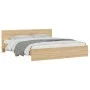 Sonoma oak bed frame with headboard 160x200 cm by , Beds and slatted bases - Ref: Foro24-3207471, Price: 174,52 €, Discount: %