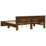 Estructura de cama con cabecero roble ahumado 160x200 cm de , Camas y somieres - Ref: Foro24-3207473, Precio: 169,02 €, Descu...