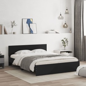 Estructura de cama con cabecero negra 140x200 cm de , Camas y somieres - Ref: Foro24-3207484, Precio: 176,87 €, Descuento: %