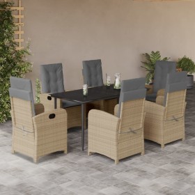 Set comedor de jardín 7 pzas con cojines ratán sintético beige en Conjuntos de jardín | Comprar online en Foru.es