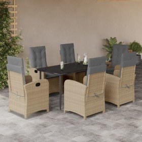 Set comedor de jardín 7 pzas con cojines ratán sintético beige en Conjuntos de jardín | Comprar online en Foru.es