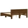 Estructura de cama con cabecero marrón roble 140x190 cm de , Camas y somieres - Ref: Foro24-3207503, Precio: 179,25 €, Descue...