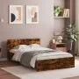 Estructura de cama con cabecero roble ahumado 120x190 cm de , Camas y somieres - Ref: Foro24-3207515, Precio: 147,54 €, Descu...