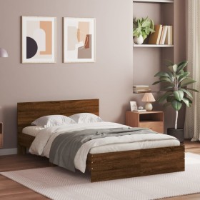 Estructura de cama con cabecero marrón roble 120x190 cm de , Camas y somieres - Ref: Foro24-3207517, Precio: 169,22 €, Descue...