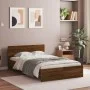 Estructura de cama con cabecero marrón roble 120x190 cm de , Camas y somieres - Ref: Foro24-3207517, Precio: 164,74 €, Descue...