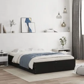 Schwarzes Holzwerkstoffbett mit Schubladen 120x190 cm von , Betten und Lattenroste - Ref: Foro24-3207316, Preis: 198,96 €, Ra...