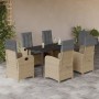 Set comedor de jardín 7 pzas con cojines ratán sintético beige en Conjuntos de jardín | Comprar online en Foru.es