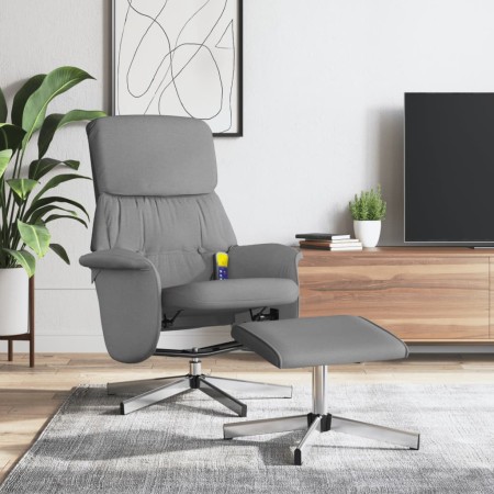 Sillón reclinable de masaje con reposapiés tela gris claro de , Sillones - Ref: Foro24-356678, Precio: 143,70 €, Descuento: %