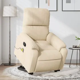 Sillón reclinable de masaje elevable tela de microfibra crema de , Sillones - Ref: Foro24-3204940, Precio: 334,79 €, Descuent...