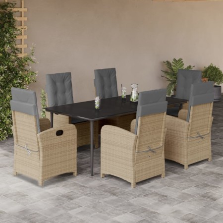 Set comedor de jardín 7 pzas con cojines ratán sintético beige en Conjuntos de jardín | Comprar online en Foru.es