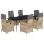 Set comedor de jardín 7 pzas con cojines ratán sintético beige en Conjuntos de jardín | Comprar online en Foru.es