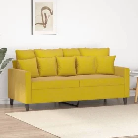 2-Sitzer-Sofa aus gelbem Samt, 140 cm von , Sofas - Ref: Foro24-359309, Preis: 199,38 €, Rabatt: %