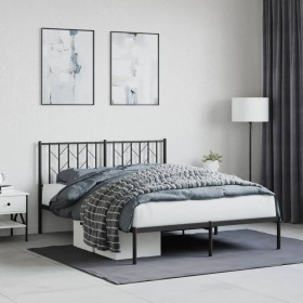 Estructura de cama con cabecero metal negro 140x190 cm de , Camas y somieres - Ref: Foro24-374437, Precio: 104,17 €, Descuent...