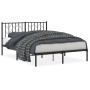 Estructura de cama con cabecero metal negro 140x190 cm de , Camas y somieres - Ref: Foro24-374437, Precio: 104,17 €, Descuent...