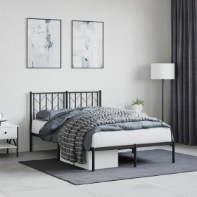 Estructura de cama con cabecero metal negro 120x200 cm de , Camas y somieres - Ref: Foro24-374435, Precio: 96,17 €, Descuento: %