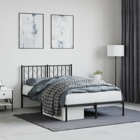 Estructura de cama con cabecero metal negro 120x200 cm de , Camas y somieres - Ref: Foro24-374435, Precio: 96,17 €, Descuento: %