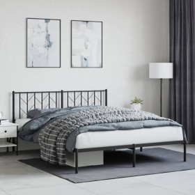 Estructura de cama con cabecero metal negro 160x200 cm de , Camas y somieres - Ref: Foro24-374440, Precio: 131,81 €, Descuent...