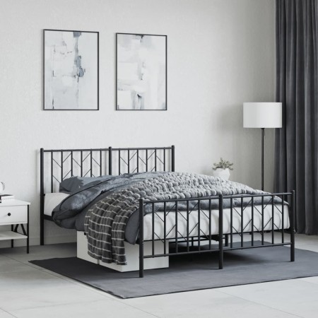 Estructura de cama cabecero y pie de cama metal negro 135x190cm de , Camas y somieres - Ref: Foro24-374454, Precio: 98,66 €, ...
