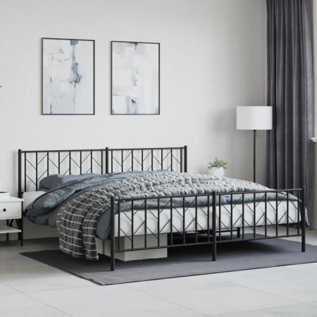 Estructura de cama cabecero y pie de cama metal negro 193x203cm de , Camas y somieres - Ref: Foro24-374461, Precio: 130,83 €,...