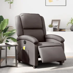 Sillón de masaje eléctrico cuero auténtico marrón oscuro de , Sillones - Ref: Foro24-3204259, Precio: 391,80 €, Descuento: %