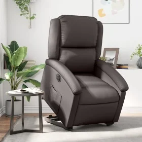 Sillón reclinable eléctrico pie cuero auténtico marrón oscuro de , Sillones - Ref: Foro24-3204271, Precio: 456,19 €, Descuent...