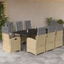 Set comedor de jardín 9 pzas con cojines ratán sintético beige en Conjuntos de jardín | Comprar online en Foru.es