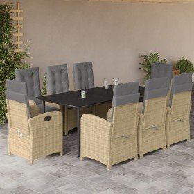 Set comedor de jardín 9 pzas con cojines ratán sintético beige en Conjuntos de jardín | Comprar online en Foru.es
