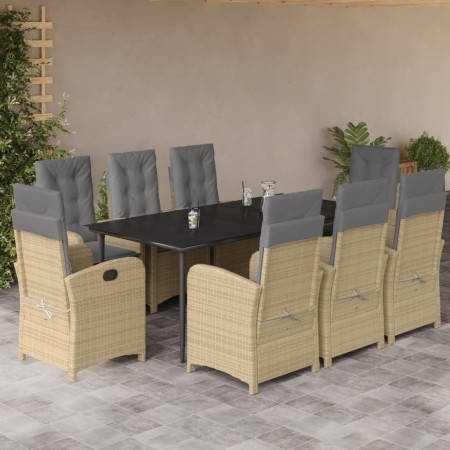 Set comedor de jardín 9 pzas con cojines ratán sintético beige en Conjuntos de jardín | Comprar online en Foru.es
