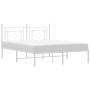 Estructura de cama de metal con cabecero blanca 150x200 cm de , Camas y somieres - Ref: Foro24-374390, Precio: 105,42 €, Desc...