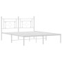 Estructura de cama de metal con cabecero blanca 150x200 cm de , Camas y somieres - Ref: Foro24-374390, Precio: 105,42 €, Desc...