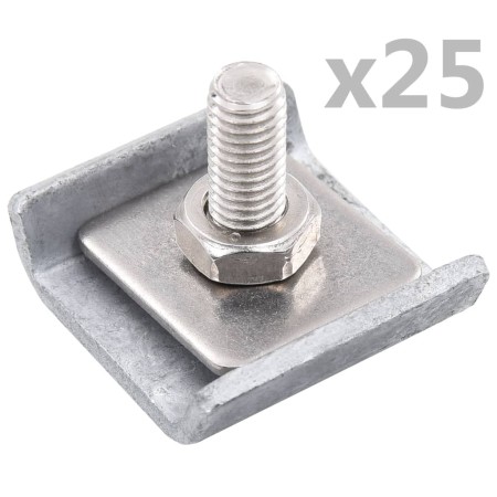 Conector de enrejado 25 sets plateado de vidaXL, Accesorios para rejas y vallas - Ref: Foro24-144500, Precio: 35,01 €, Descue...