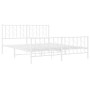 Estructura cama metal con cabecero y estribo blanco 160x200 cm de , Camas y somieres - Ref: Foro24-374507, Precio: 119,89 €, ...