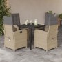 Set comedor de jardín 5 pzas con cojines ratán sintético beige en Conjuntos de jardín | Comprar online en Foru.es